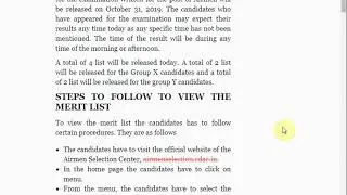 Indian Air Force (IAF) Merit List for Airmen Released at airmenselection.cdac.in, Check here for ...