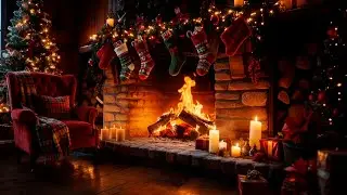Cozy Fireplace (12 Hours)🎄Relaxing Jazz Piano and Fireplace Ambience for Focus, Reading & Calm