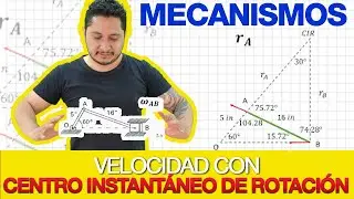 Ejercicio resuelto de velocidad en mecanismo de tres barras por Centros Instantáneos de Rotación