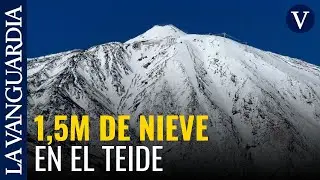 La borrasca Emilia deja metro y medio de nieve en el Teide, la nevada más intensa desde 2016
