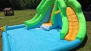 The best summer purchase ever!! HONEY JOY Inflatable 6 in 1 Kids Bouncer Water Park with Climbing