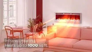 TURBRO &ldquo;In Flames&rdquo; Smart WiFi Wall-Mounted Electric Fireplace Stainless Steel