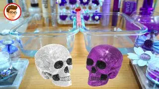 white vs purple makeup mixing into slime ( ASMR ) color vs color slime video 92 ⚪💜