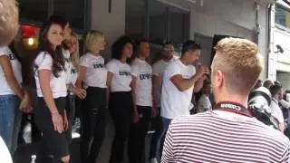 Cast of Exposure musical at Archer Street bar 25 June 2016