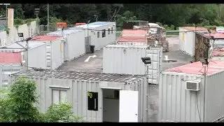 Art in converted shipping containers in 