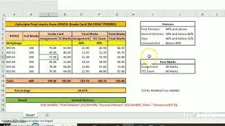 Calculate final marks , Percentage and Division from IGNOU Grade Card (M.COM/PGDIBO)