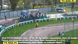 tv.nsk.pl 2016-04-16 Polonia Warszawa - MKS Świt Nowy Dwór Maz. 2-1 (0-1) biało-zieloni kibice Świtu
