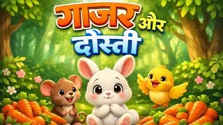  Hindi Moral Story for Kids | गाजर और दोस्ती 🥕🐰| Sharing is Caring