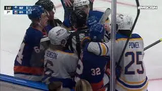 Zach Benson & Scott Mayfield exchange a few stick taps, Sabres @ Isles - 24th Jan 2026