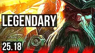 GANGPLANK vs GNAR (TOP) | Legendary, Comeback | KR Master | 25.18