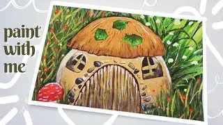 paint a cozy cottage with me 🛖🍃🍄 || gouache