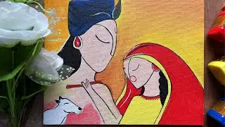 Recreating Shivangi sah&rsquo;s famous Radha Krishna Painting/ Abstract Painting
