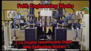 2 LTR DOUBLE HEAD DOUBLE STAGE WITH DE FLASHING BLOW MOULDING MACHINE