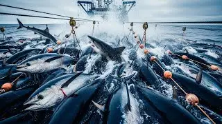 Massive Bluefin Tuna School on Longline &mdash; When Sharks Attack the Haul