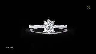 Round Diamond Snowflake Engagement Ring | Prong Set White Gold/Platinum #ivevarluxury #usa