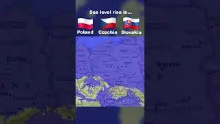 Sea level rise in Poland, Czechia and Slovakia #geography #map #poland #czech #slovakia #europe