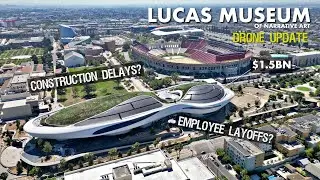 $1.5BN George Lucas Museum Aerial Construction Tour next to LA Coliseum