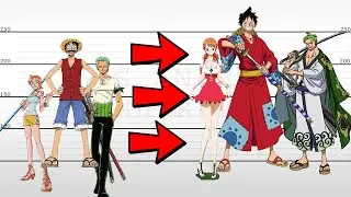 One Piece | Growth of Characters ~ Straw Hat Pirates Age + Size Comparison 👒 #Comparison #Anime