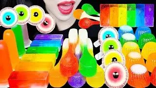 ASMR RAINBOW KOHAKUTO EYE BALL JELLY YANGGAENG JELLY MUKBANG 무지개 코하쿠토 눈알 젤리 양갱 젤리 먹방 EATING SOUNDS