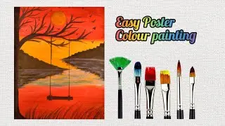 Easy Poster Colour Twilight Sky Painting For Beginners||Step By Step Tutorial||