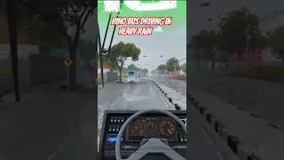 HINO BUS DRIVING IN HEAVY RAIN ⛈️😱 #shorts #game #bussid #bussimulatorid #busgame #bussimulator #bus