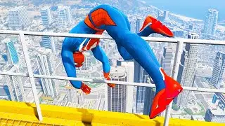 SPIDERMAN CRAZY JUMPS/FALLS (GTA 5 Spider-Man Fails) #76
