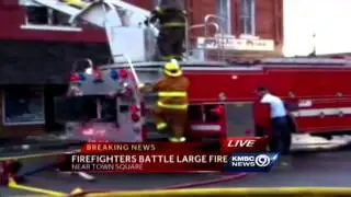 Fire crews battle building blaze in Carrollton