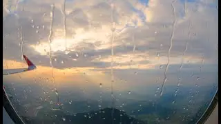 Rainy Day Flight With Sun  ✈️🌧️ | Calm Airplane Window Ambience, No Music
