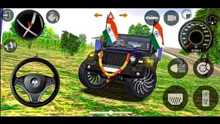 Modified Mahindra Thar 👿 new driving long jump challenge 🎯 Indian Cars Simulator 3D gadi wala games 