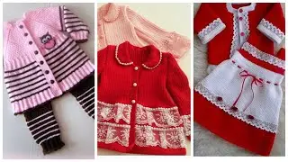 Sweater dress designs for baby girl//hand knitted baby girl woolen frock,cardigan design 