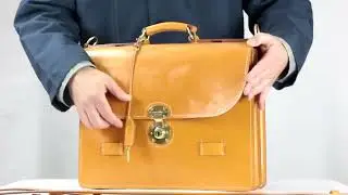 Classic English bridle leather briefcase with no lining