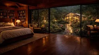 Cozy Rain & Thunder in a Luxury Bedroom | Greenhouse Garden View (4K) | Sleep &bull; Study &bull; Relax