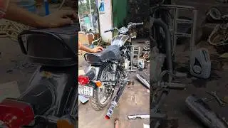Royal Enfield New Bullet 350 silencer installation Long Bottle Punjab with L Band pipe #bikelover