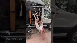 How I use my van&rsquo;s wheelchair lift to transfer into a hammock #vanlife #wheelchair #wheelchairhacks