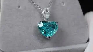 Blue heart cut diamond pendant, Blue Diamond Necklace, Blue Diamond Pendant,