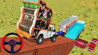 😱🔥 Double Truck Pe DJ + Tractor Loading | Full Power Desi Truck Game #truck #dj #trector 