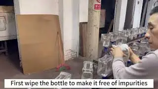 Color Spray on Vodka Glass Bottles Process | Newray Packaging #glass #factory #newray #machine