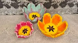 3 Easy Concrete Tulip Flower Bowls - Glass Base