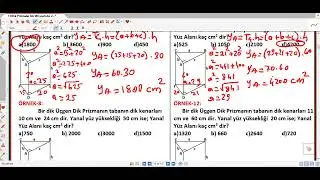 6-)M8 Geometrik Cisimler (Dik Üçgen Prizma Yanal alanı Soruları) 7