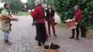 Medieval music and knights on horseback