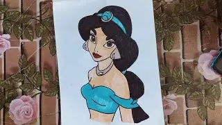 How to Draw Princess Jasmine From Aladdin | Disney Princess