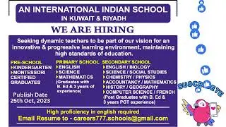 teacher jobs in Kuwait | latest Kuwait school jobs 2024