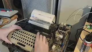 Teletype Model 33 - Putting keyboard cover back on