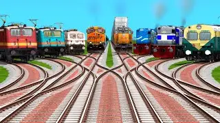 VIII Trains Crossing At Bumpy Curved Forked Railroad Tracks | Indian Locomotive | train simulator