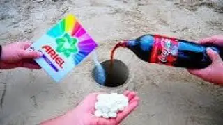 Experiment: big and explosive reaction of coke and Ariel