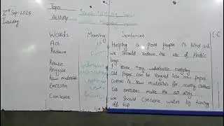 Class 4 Topic : simple act big impact Activity:words meaning sentence,Shehroz Grammar High School 