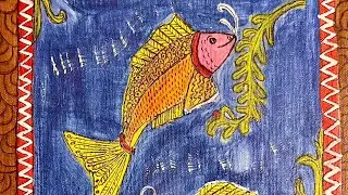 Acrylic Painting On Canvas / Tribal Art Fish Motifs Painting / Picses ♓️