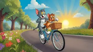Tom and Jerry Funny Bicycle Ride 🚲 | Kids Cartoon Poem | Happy Sunset Story