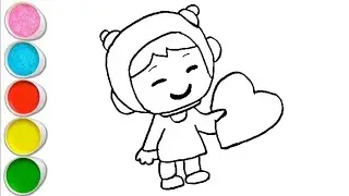 Cute Pocoyo with Heart Drawing, Painting and Coloring For Kids and Toddlers_ Pocoyo with Heart