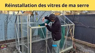 Réinstallation des vitres de ma serre